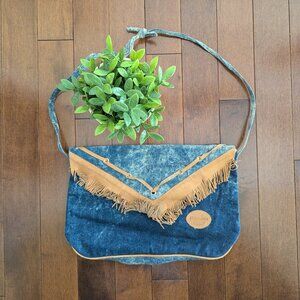 WESTERN FRINGE DENIM VINTAGE 1980s BAG